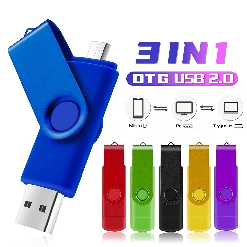

3 in 1 high speed usb flash drive otg pen drive 64gb u disk TYPE-C adapter gift 4gb micro usb stick speed pendrive memory cel