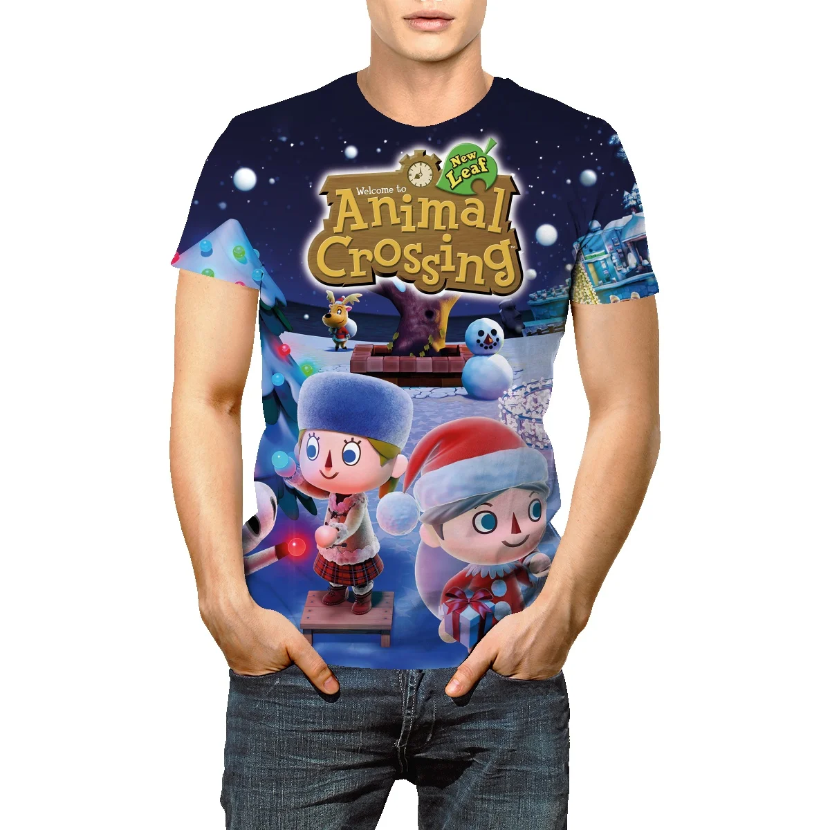 

Футболка мужская оверсайз с коротким рукавом и 3D-принтом, модная рубашка с перекрестными животными, Мужская одежда, лето