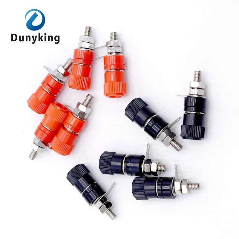 10pcs 4mm Red&Black Banana Socket Professional Binding Post Nut Banana Plug Jack Connector Nickel Plated For 4mm Banana Plug