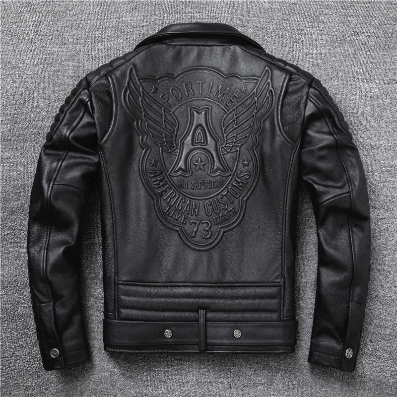 

2022 New Genuine Leather Jacket Men's Really Natural Cowhide Motorcycle Style Jackets Moto Slim Coat Plus Size 5XL