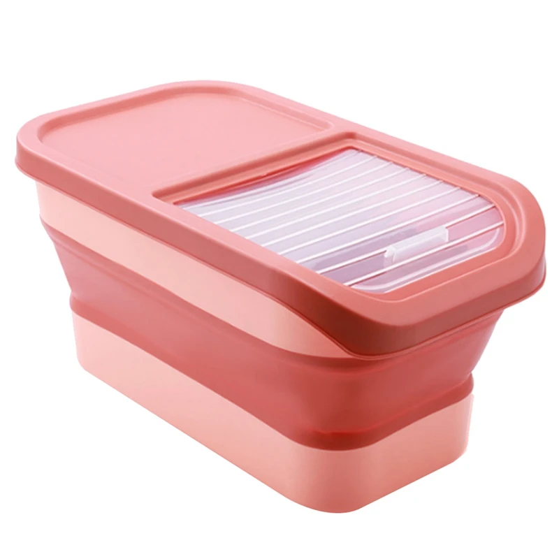 

Large Capacity Foldable Rice Bucket Kitchen Home Insect-Proof Grains Storage Box Cereals Organizer Container