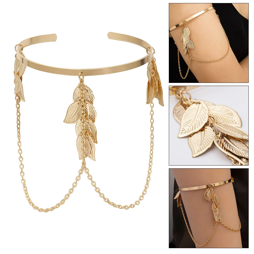 

Geometric Leaf Tassel Chain Pendant Armlet Trendy Bracelets Women Adjustable Fashion Miss Jewelry
