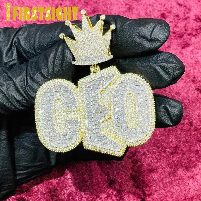 Сверкающее ожерелье с подвеской буквами двустороннее фианитом 5 А мужское в