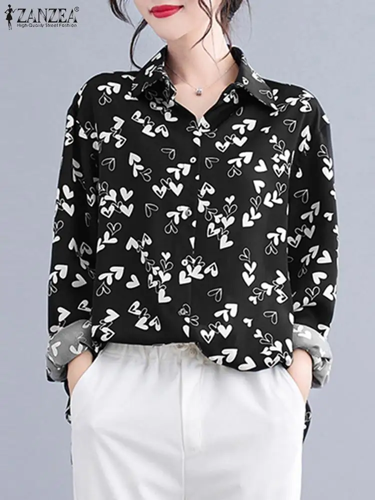

Женская рубашка ZANZEA 2022 с длинным рукавом, богемный топ с принтом и длинным рукавом, туника, модная блузка с принтом, повседневный Топ, праздн...