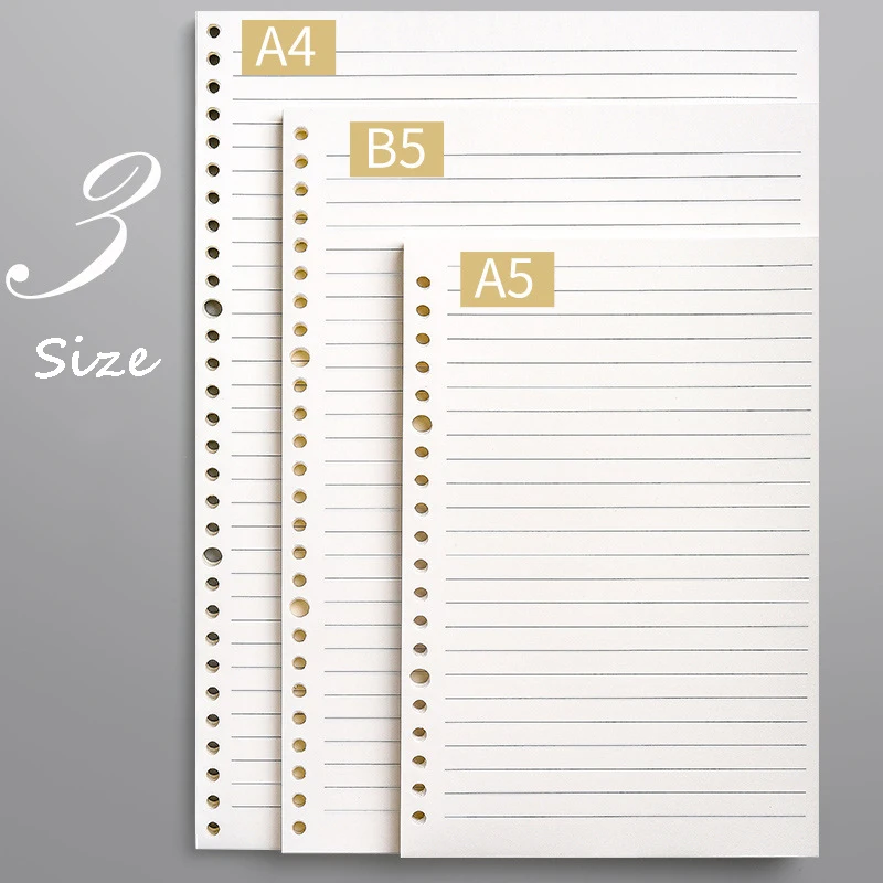 

60 Sheets Loose Leaf Notebook A5 B5 A4 Refill Spiral Binder Inside Core Page Cornell Lines Grid Paper School Office Stationery