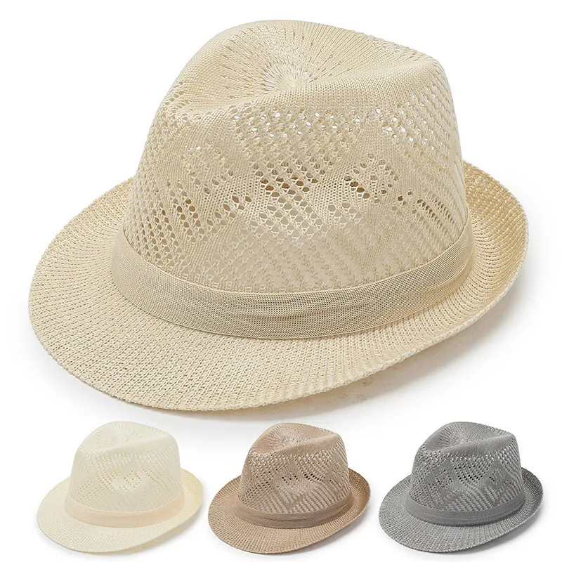 

Spring and Summer Men's Top Hat Fashion Breathable Sunshade Top Hat Casual Jazz Hat Middle-aged and Elderly Sunscreen Sun Hat