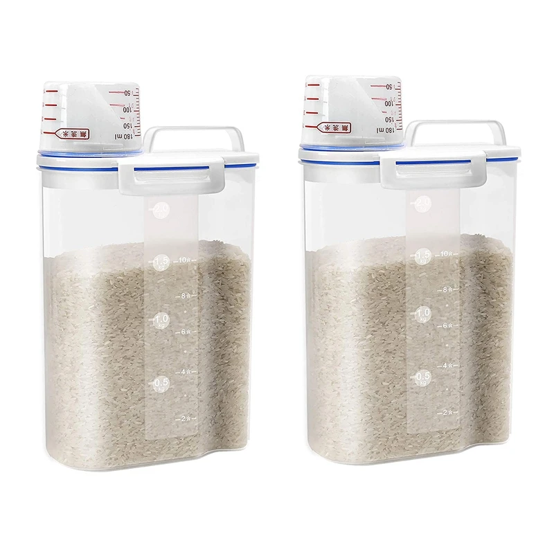 

Hot-2X емкость для хранения риса-герметичный контейнер для хранения сухой пищи, пластиковый маленький дозатор риса с мерной чашкой