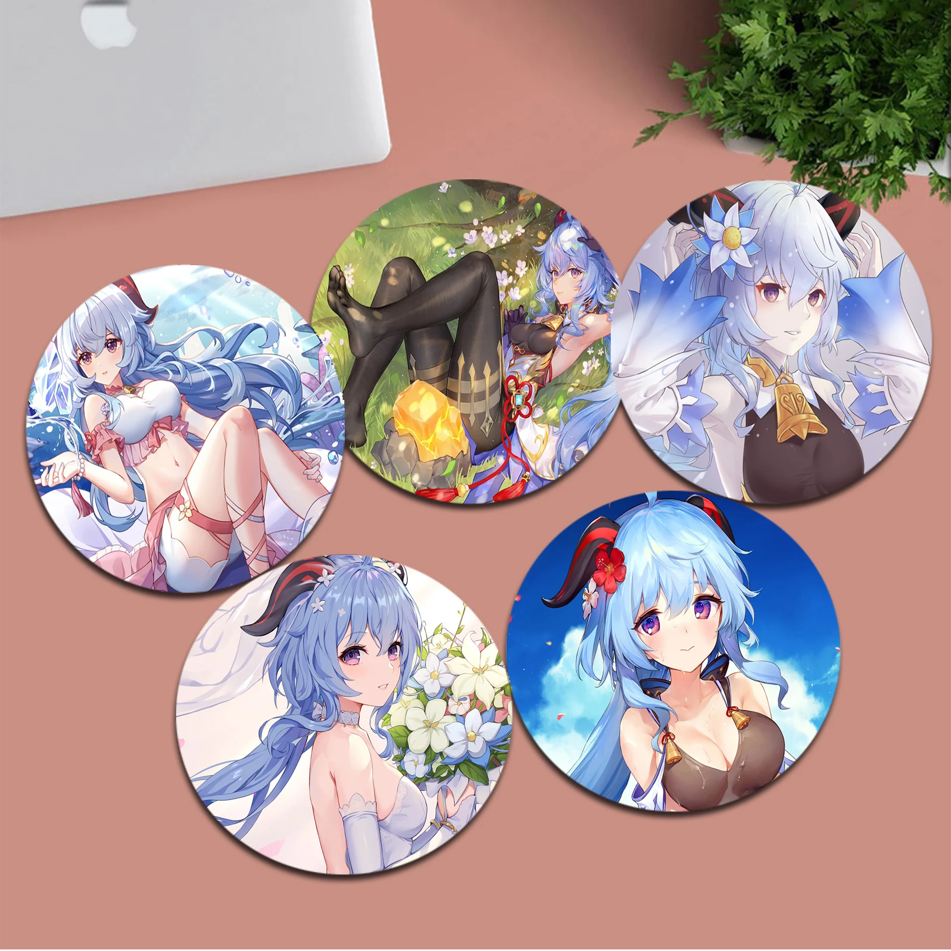 

Genshin Impact Ganyu INS Tide Round Big Promotion Table Mat Student Mousepad Computer Keyboard Pad Games Pad Deskpad Home Decor
