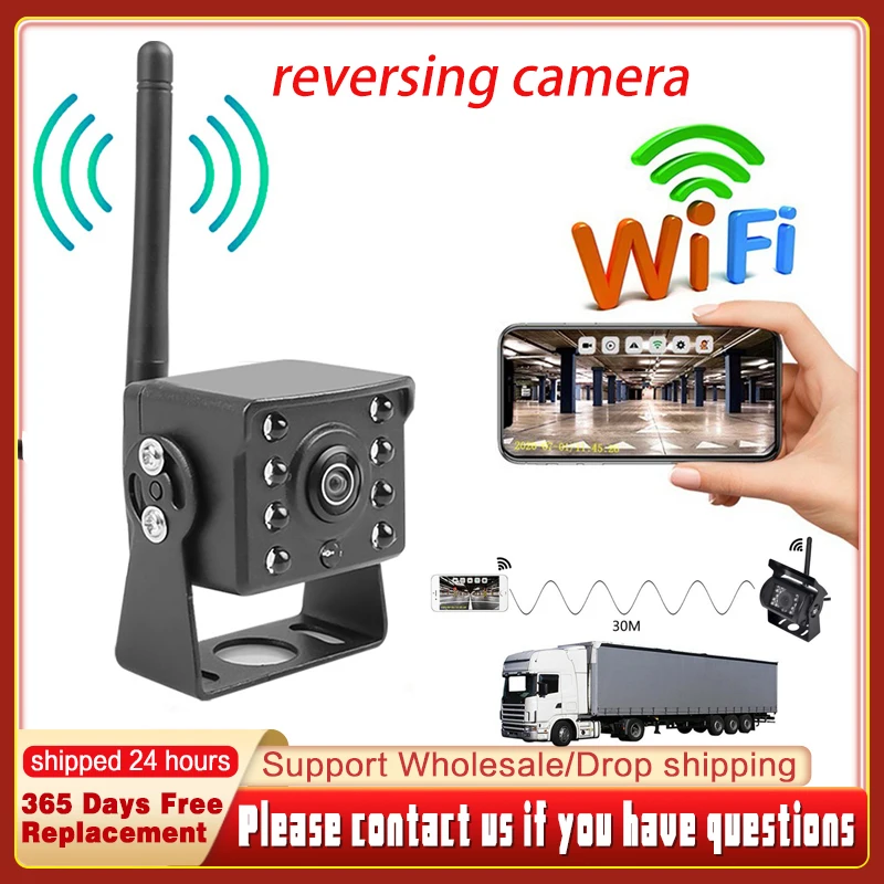 

Wireless Reversing 170 Wide Angle Night Vision Waterproof Camera LCD Monitor 12V-24V For Truck Bus RV WiFi Wireless Car Moni
