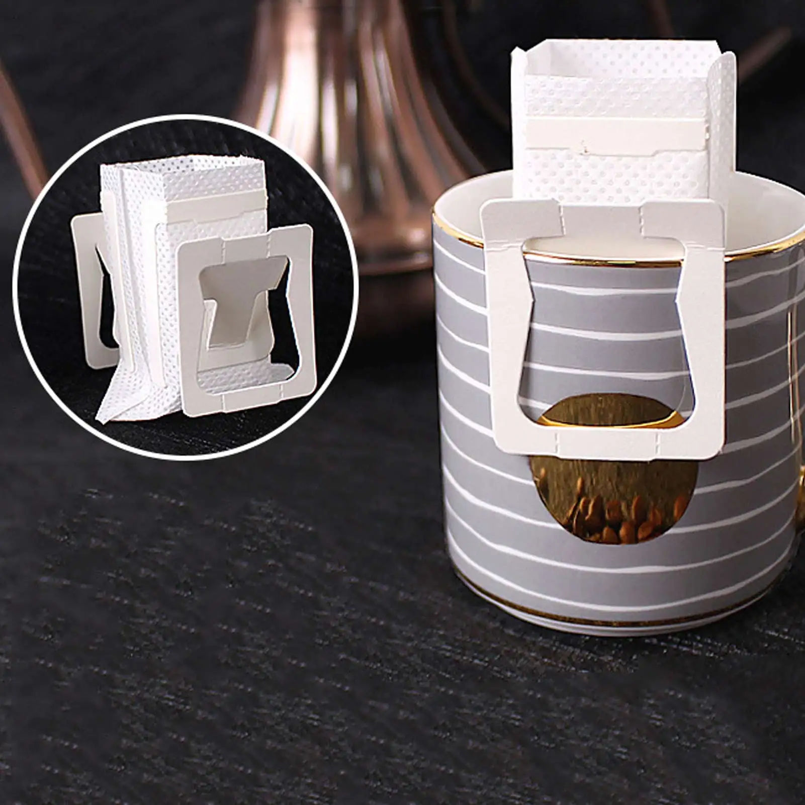 

50Pcs Disposable Coffee Fliter Bags Portable Hanging Ear Style Coffee Filters Eco-Friendly Paper Bag For Espresso Coffee
