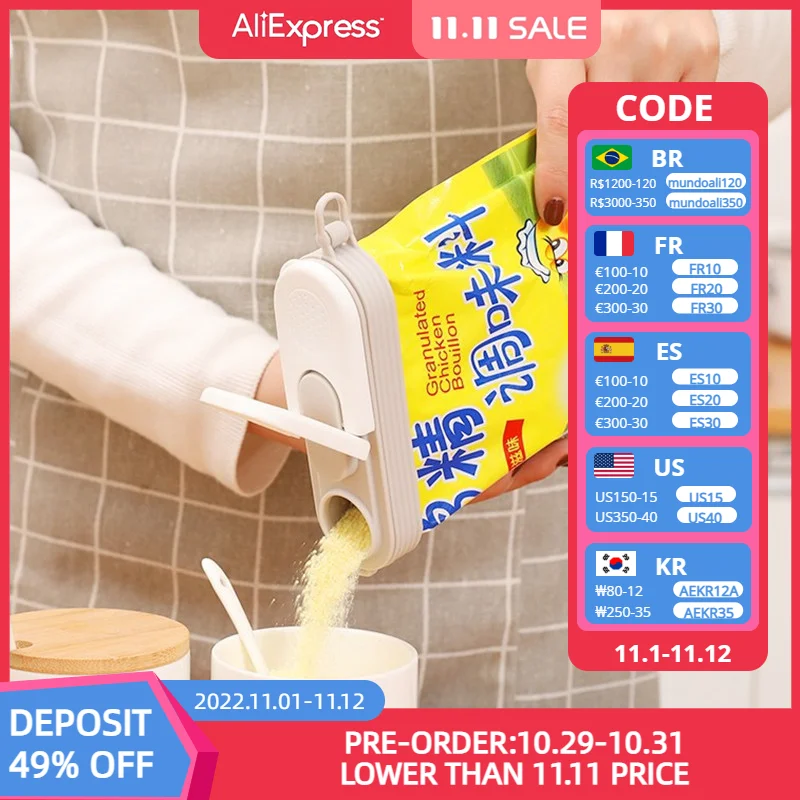 

New Double Opening Sealed Discharge Nozzle Seal Bag Clips Kitchen Storage Snack Travel Portable Moisture-proof Fresh-keeping