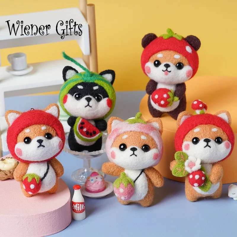 

Wool Felt Animal Shiba Inu Craft DIY Non Finished Poked Set Doll Toy Handcraft Kit For Needle Felting Material Bag Pack