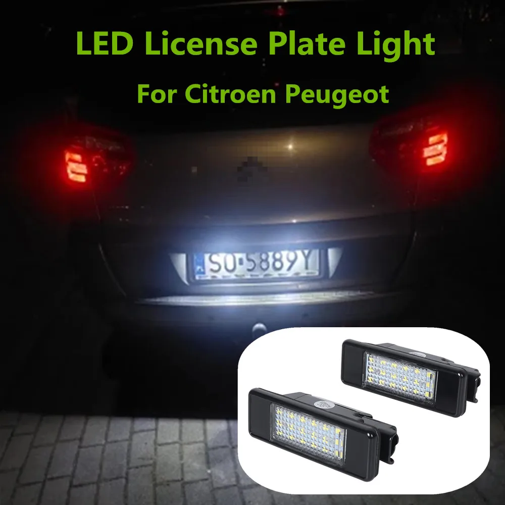 

Комплект Из 2 Белых Светодиодных Фонарей Подсветки Номерного Знака Для Citroen C2 C3 C4 C5 C6 C8 Peugeot 106 308 3008 207 307...