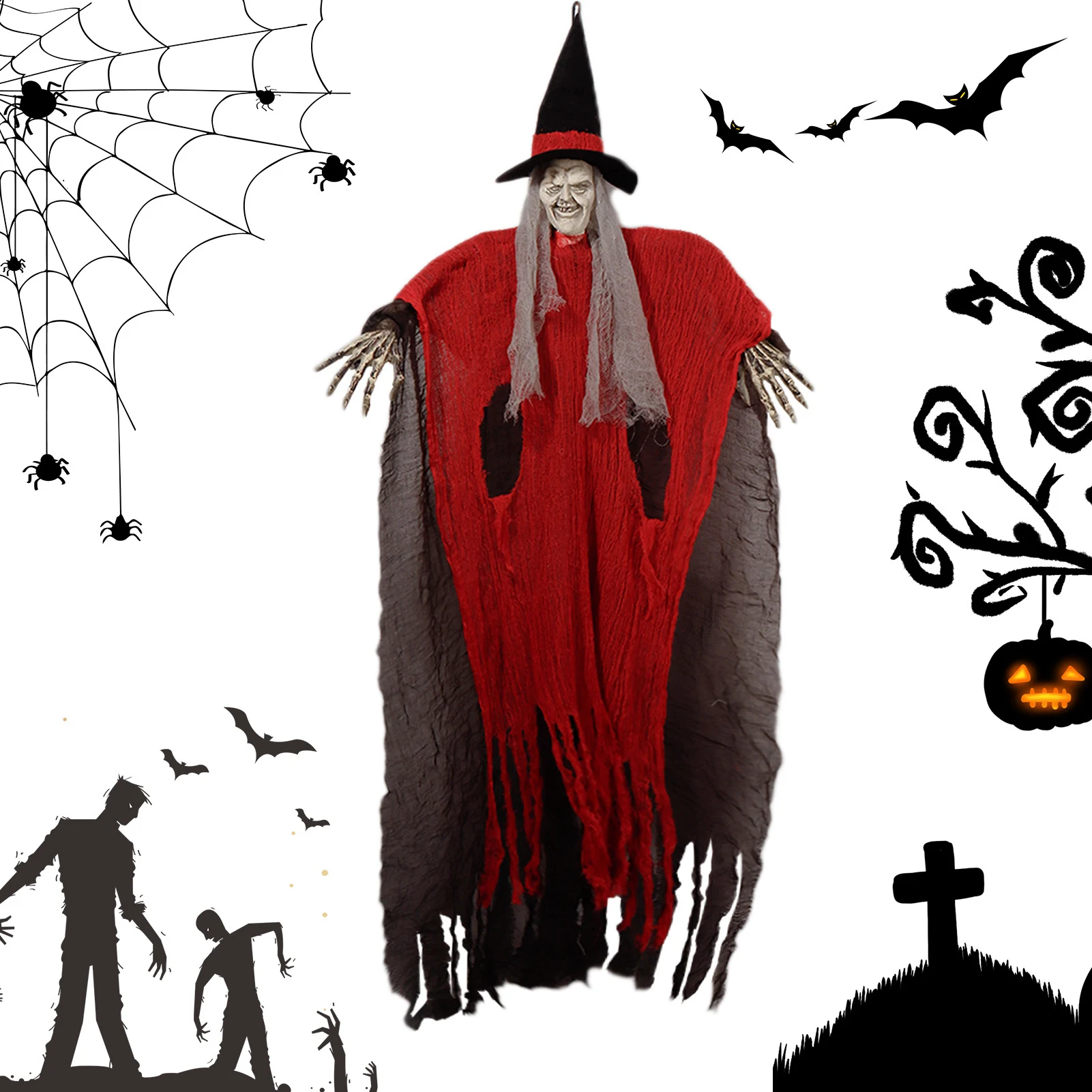 

Привидение на Хэллоуин, реалистичный светящийся призрак, ведьма, мягкие удобные пугающие уличные украшения, тонкая работа, реалистисветиль...