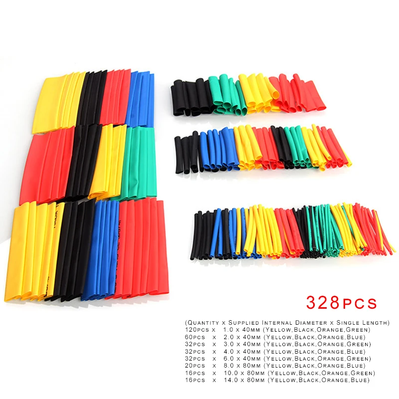 

70/127/164/328/530 шт., термоусадочные трубки