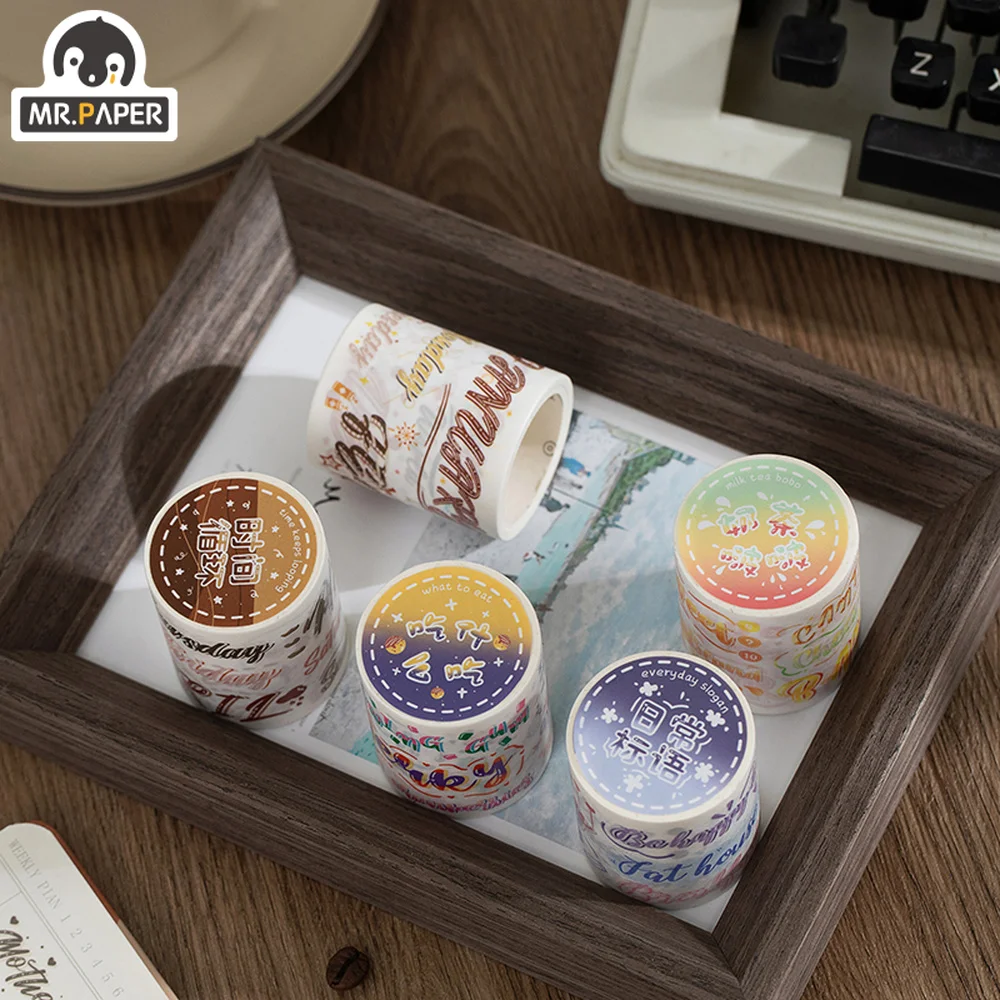 

Mr.paper 4 Designs Washi Tape Creative Text Tape Hand Account Decoration DIY Scrapbooking Sticker Label Stationery