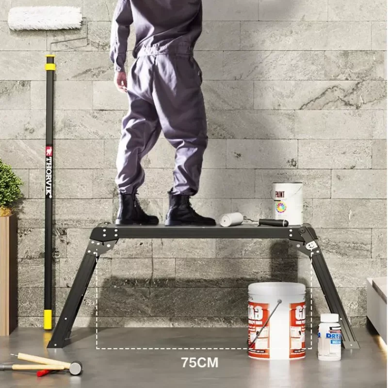 

Multifunctional Platform Ladders Outdoor Camping Places Folding Ladders Thickened Aluminum Work Table Decorated Horse Stool