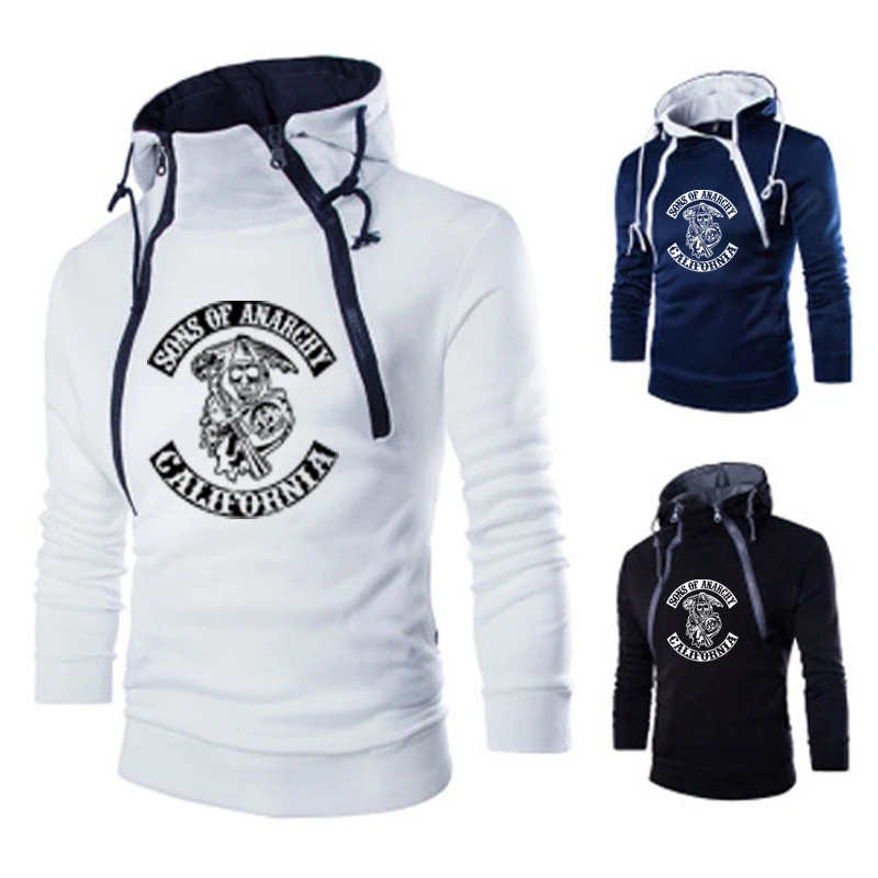 

2022 The SOA Sons of anarchy the child Skull Print Double strand Men Sportswear Hoodies Male Casual Spring Autumn Hoody