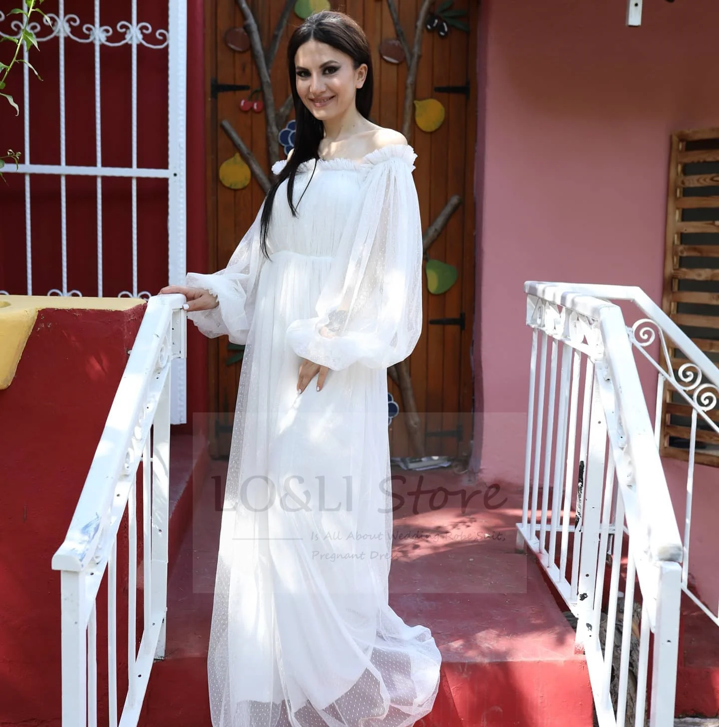 Белое платье в горошек с открытыми плечами для женщин Пляжное свадебное