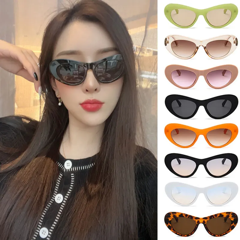 

2022 Fashion Cat Eye Sunglasses Women Men Ins Popular Retro Punk Glasses Shades UV400 Trending Sunglasses Blue Light Blocking