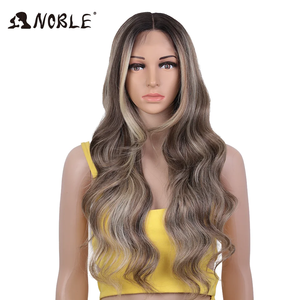 Noble Synthetic Lace Front Wig 28inch Lace Part Wig Long wavy High Density Natural Hair Wigs For Women Cosplay Lace Frontal Wig