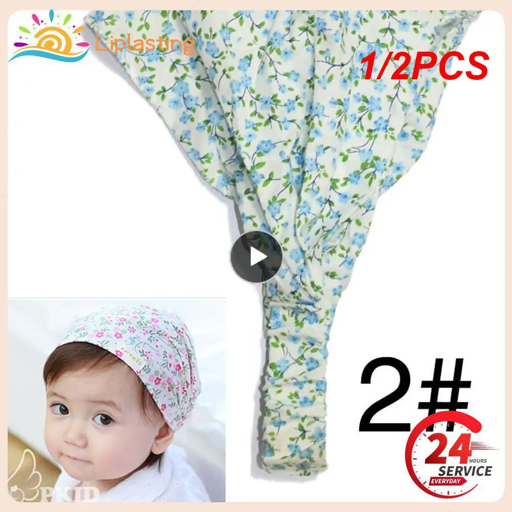 

1/2PCS Cute Baby Turban Girls Twisted Floral Polka Dot Print Headscarf Elastic Headband Bandana Hats Toddler Kids Hair