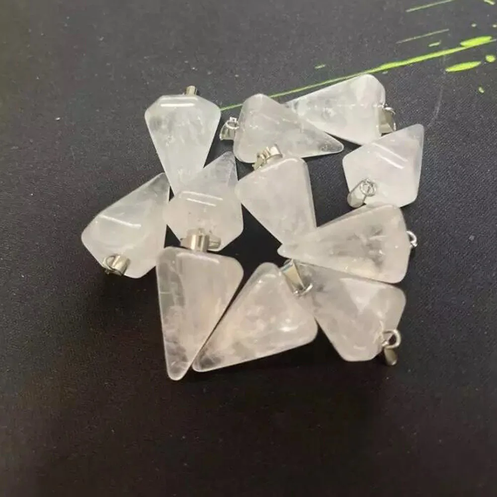 

fashion new natural stone pendulum 6 sides crystal Cone charms pendant for jewelry making 12pc free shipping Wholesale