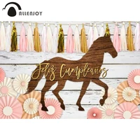 allenjoy feliz cumpleanos girl 1st birthday party background horse pink gold wood baby shower countryside photophone backdrop