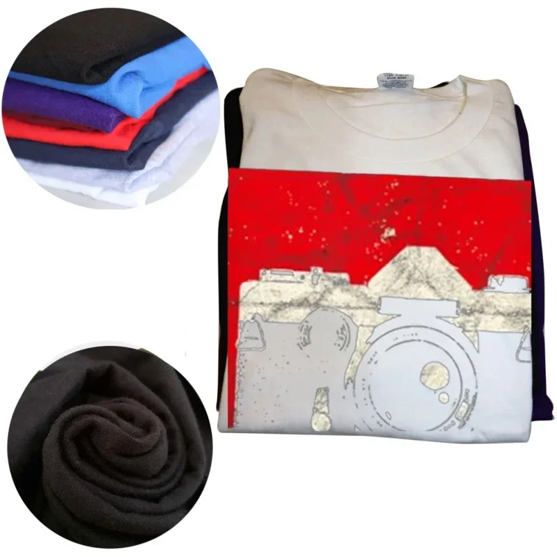 Винтажная футболка в стиле ретро с фотографом и аналоговой камерой модная