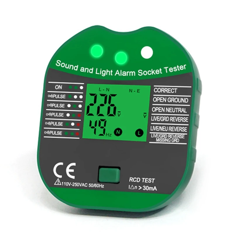 Тестер розеток напряжение 30 мА RCD тест на утечку умный детектор вилка с нулевой