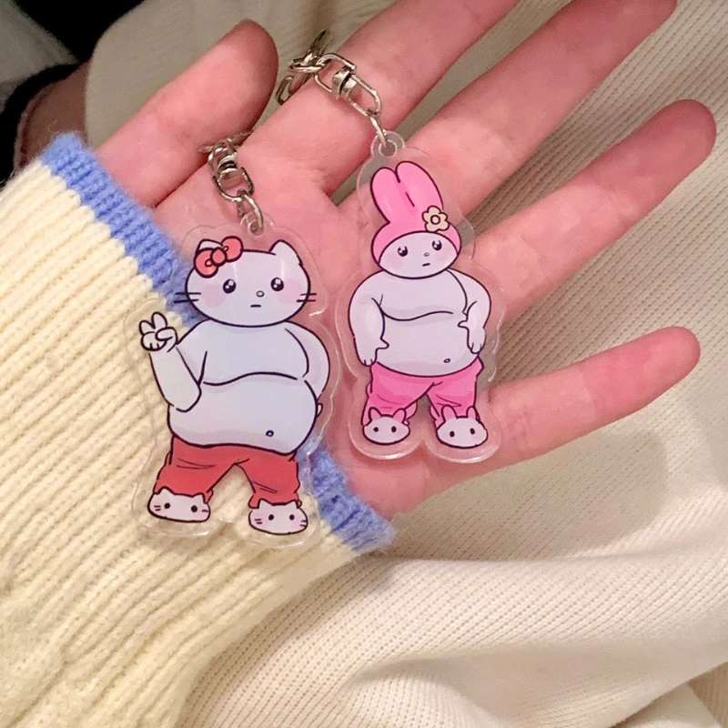

Hello Kitty Chubby and round Hello Kitty Melody Keychain Cute Girl's Heart Ornament Girlfriends Couple