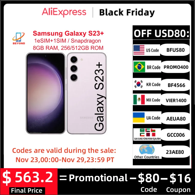 

Samsung Galaxy S23 Plus S23+ 5G S916U1 6.6" ROM 256/512GB RAM 8GB Snapdragon NFC Octa Core Original Android Cell Phone