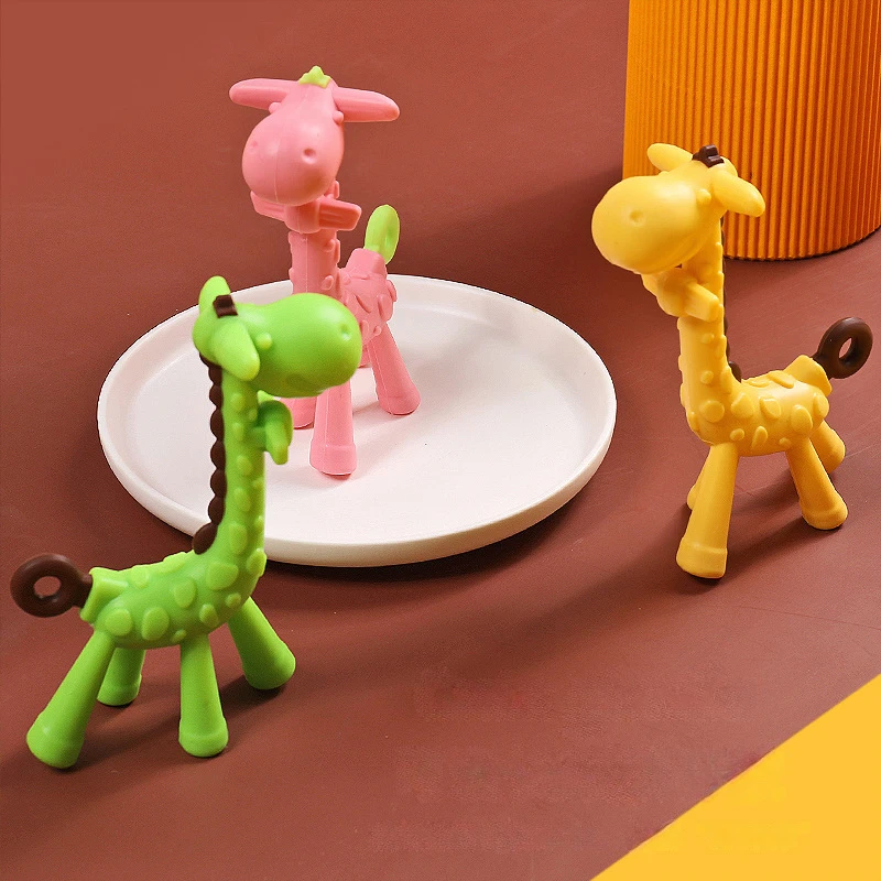 

Baby Giraffe Silicone Teether Baby Deer Toy Newborn Molar Stick Baby Accessories 0-36M