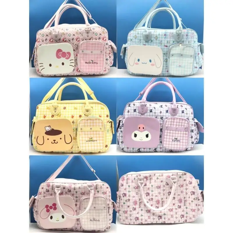 

Sanrio Cinnamoroll Onpompurin Hello Kitty Kuromi My Melody сумка через плечо с ремешком Женская вместительная сумка с сердцем