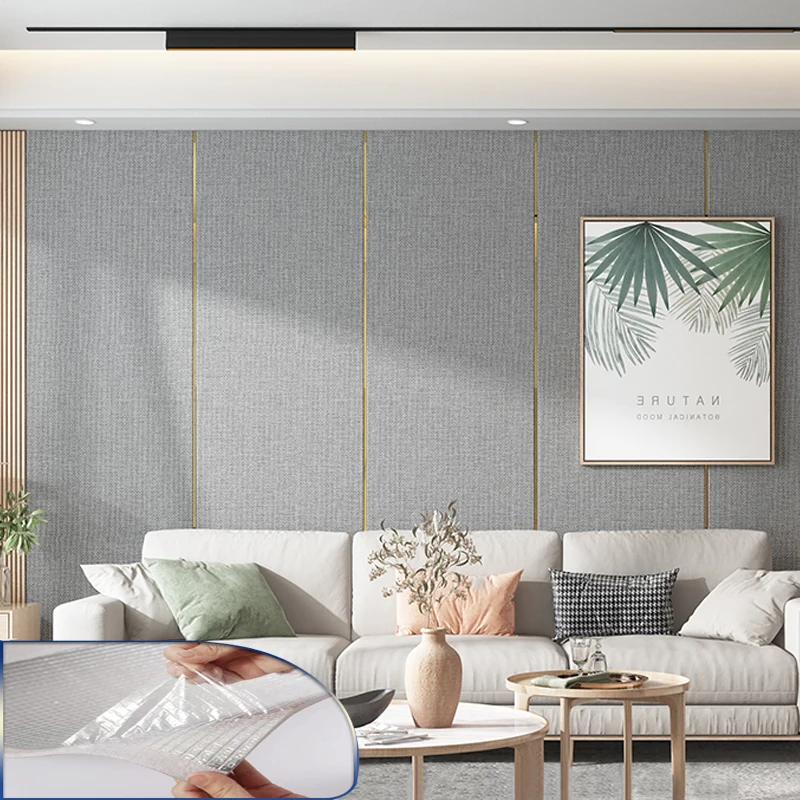 latest linen self adhesive wall cloth wallpaper home bedroom living room tv background wall decor light luxury 3d wall stickers free global shipping