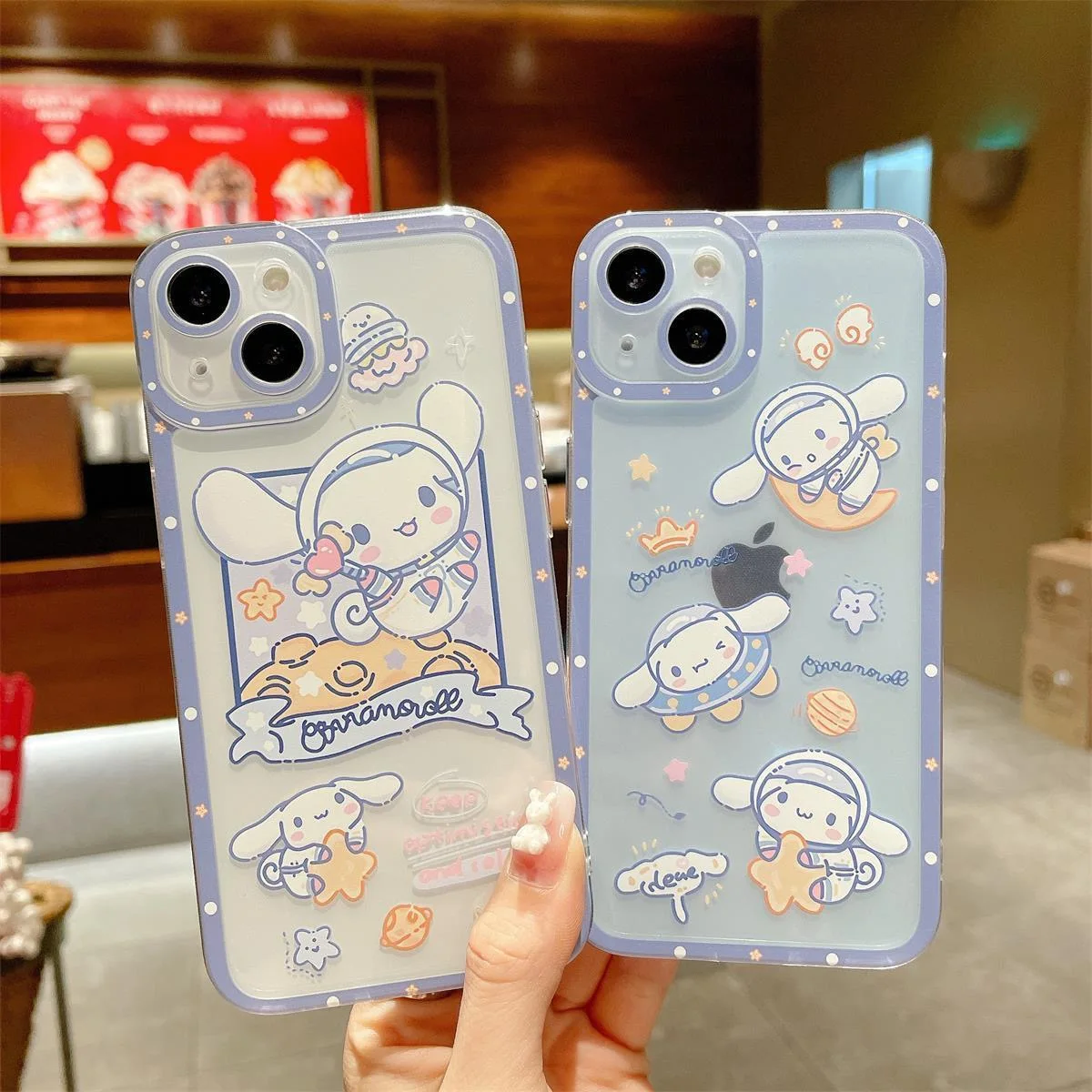 

Sanrio Cinnamorol UFO with Quicksand Stand Phone Cases For iPhone 14 13 12 11 Pro Max Mini XR XS MAX 8 X 7 SE 2020 Back Cover
