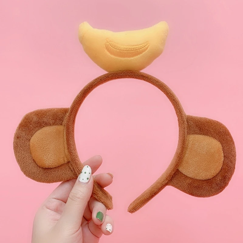 

Monkey Hair Hoop Fluffy Banana Hairband Theme Party Performance Headdress Washing Face Headband Cartoon Animal Hairbands