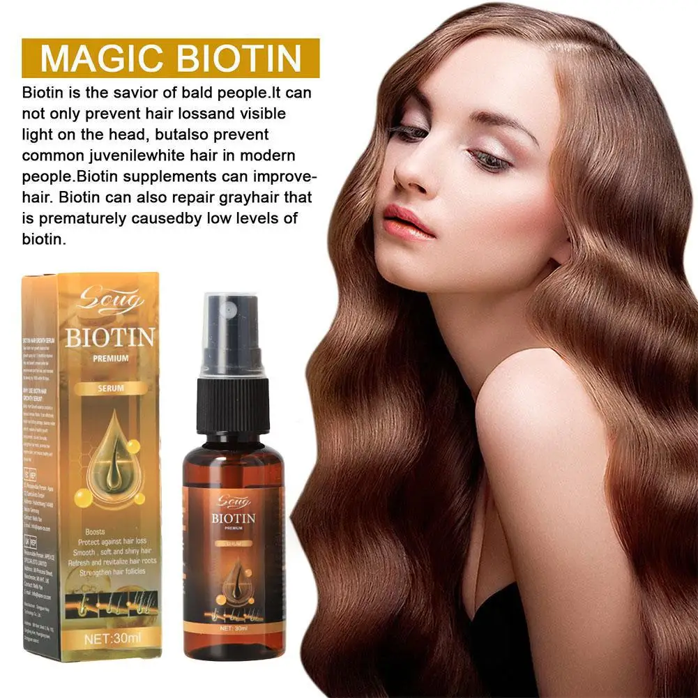 Новый высококачественный сыворотка 30 мл биотин против выпадения волос спрей для