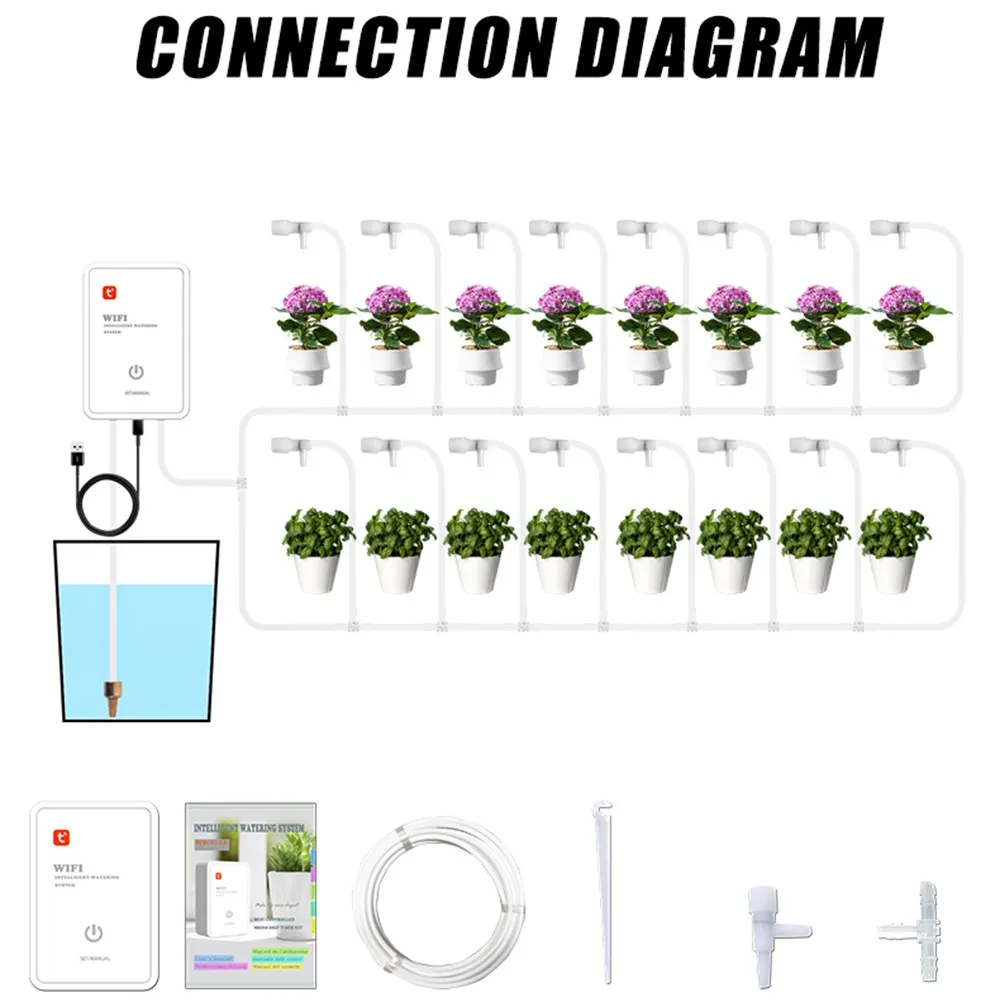 

Tuya Smart Wifi Garden Control Watering Device Automatic Water Drip Irrigation Watering System Kit WIFI Mobile APP Control