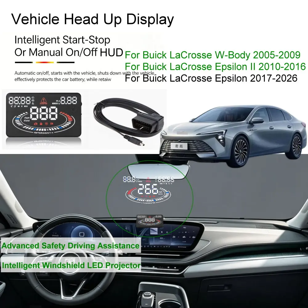 Фото Автомобильный HUD-дисплей (проекционный дисплей) для Buick La Crosse W-Body 2005-2009, Epsilon II 2010-2016, E2XX/P2XX 2017-2026, электронные аксессуары №1