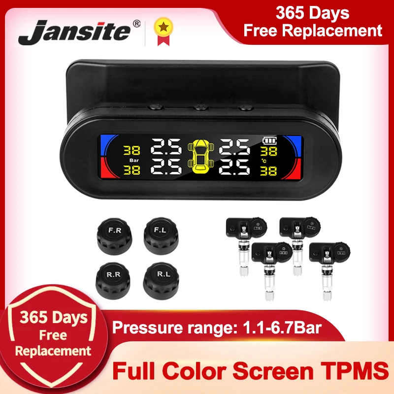 

Система контроля давления и температуры в шинах Jansite TPMS с цветным экраном, интеллектуальный датчик включения/выключения, солнечный датчик з...