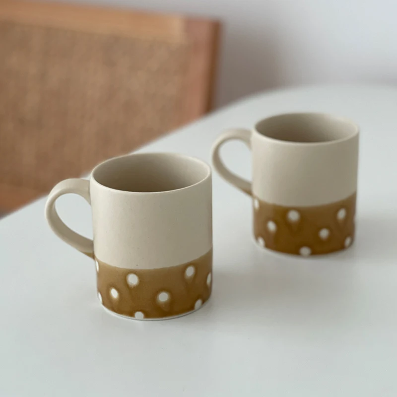 

Vintage Ceramic Christmas Gift Coffee Mug Nordic Aesthetic Travel Retro Office Coffee Cup Couple 250ML Mug Automne Porcelain Cup