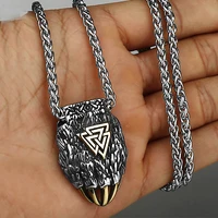 vintage odin viking bear claw pendant necklace men nordic stainless steel viking valknut necklace creative biker amulet jewelry