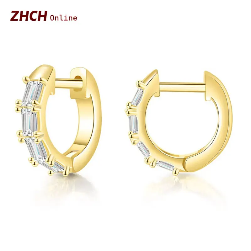 

Luxury Zircon Hoop Earrings For Women Korean Fashion Bridal Jewelry Creative Designer Wedding Accessories Gift To Girlfriend