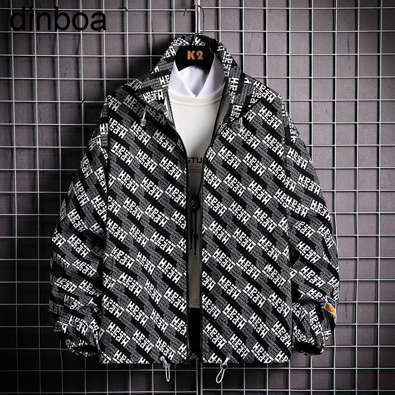 

Dinboa-2022 New Coats Men Streetwear Handsome Korean Style Simple Harajuku All-match Daily Zip Jacket Varsity Jacket