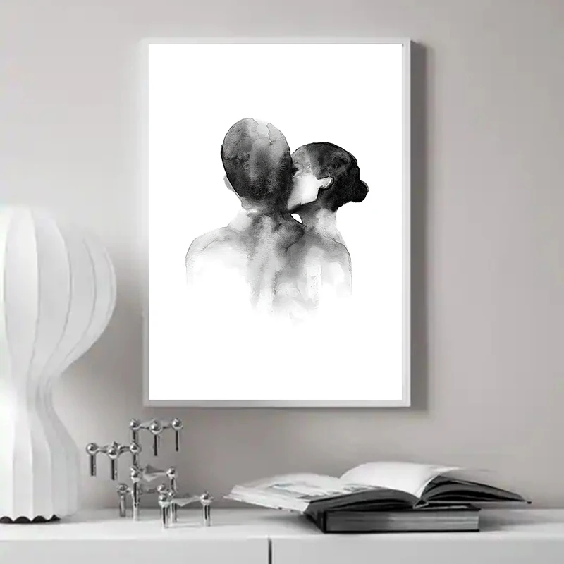 Настенный плакат на холсте скандинавский постер с принтом поцелуя абстрактная