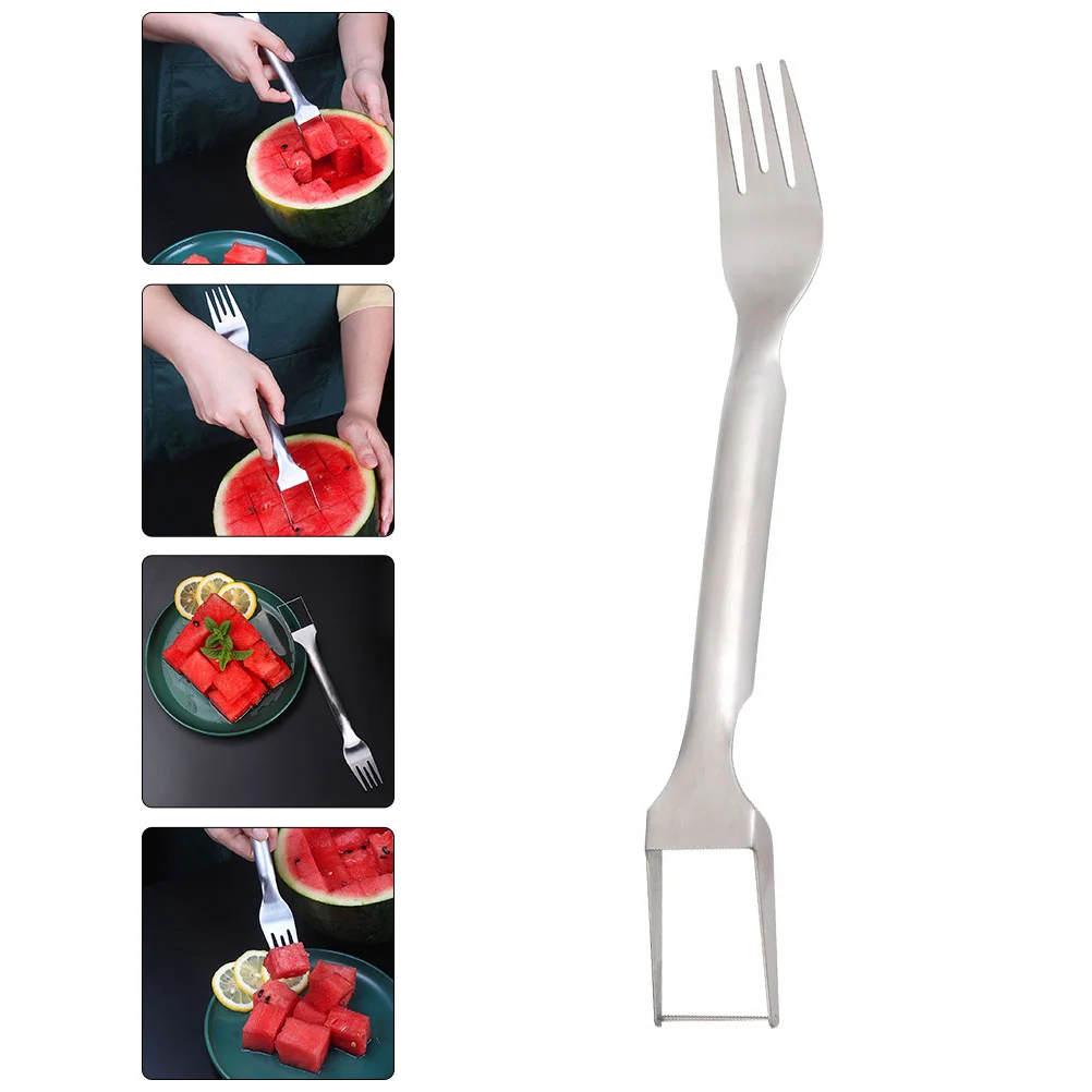 

2- In- 1 Watermelon Fork Slicer Fruit Fork Veggie Shredder Artifact Cutting Watermelon Cut Pieces Watermelon