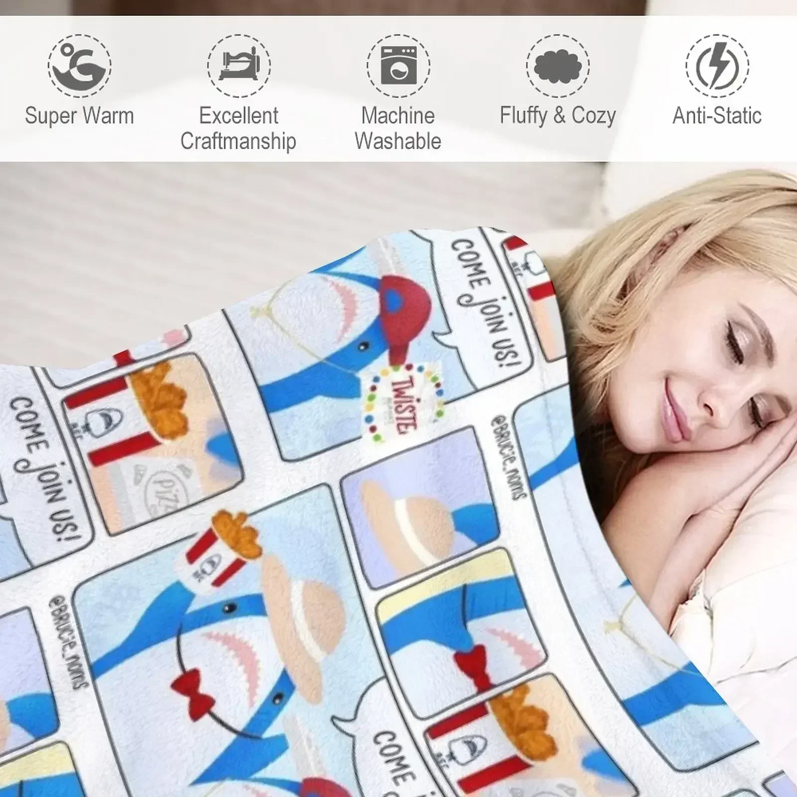 Комикс Blahaj: вечеринка для пикника тяжелое одеяло сна одеяла из фланелевой ткани