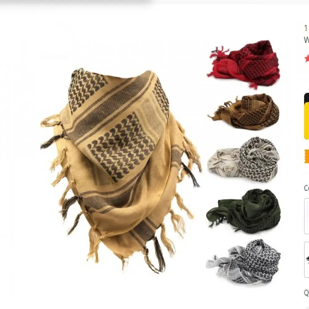 

Hiking Scarves Cotton Keffiyeh Scarf Muslim Hijab Tactical Desert Arab Scarves Men Women Windy Military Windproof Camping Scarf