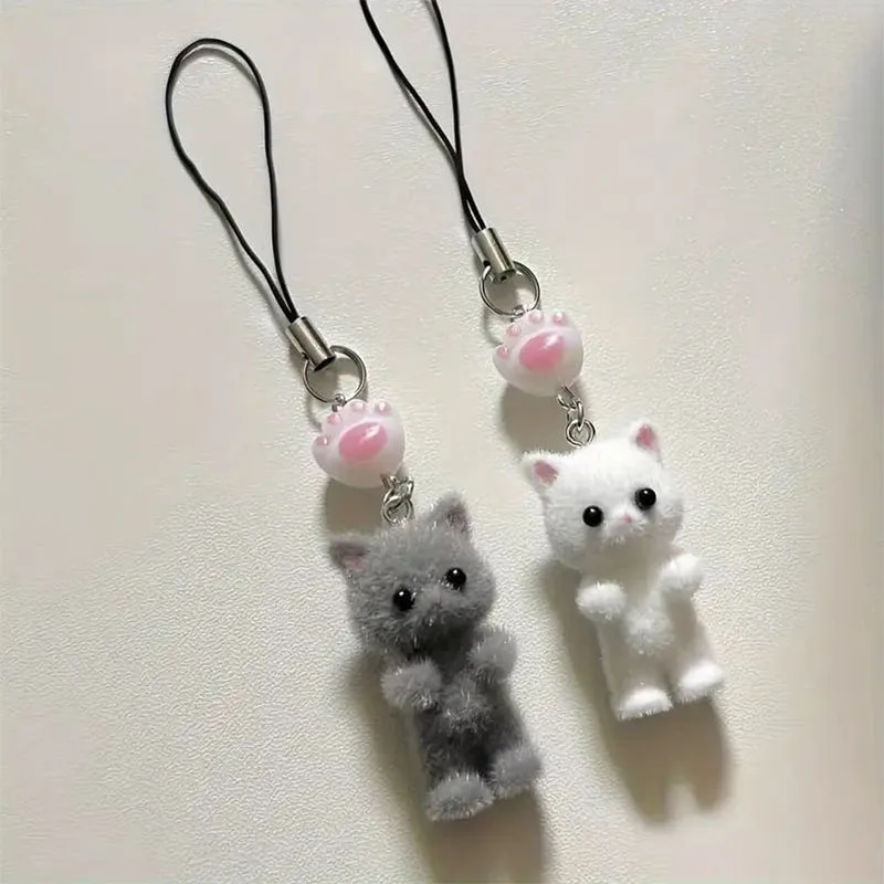 Брелок с милым котом аксессуары для телефона и сумки Y2K ручной работы